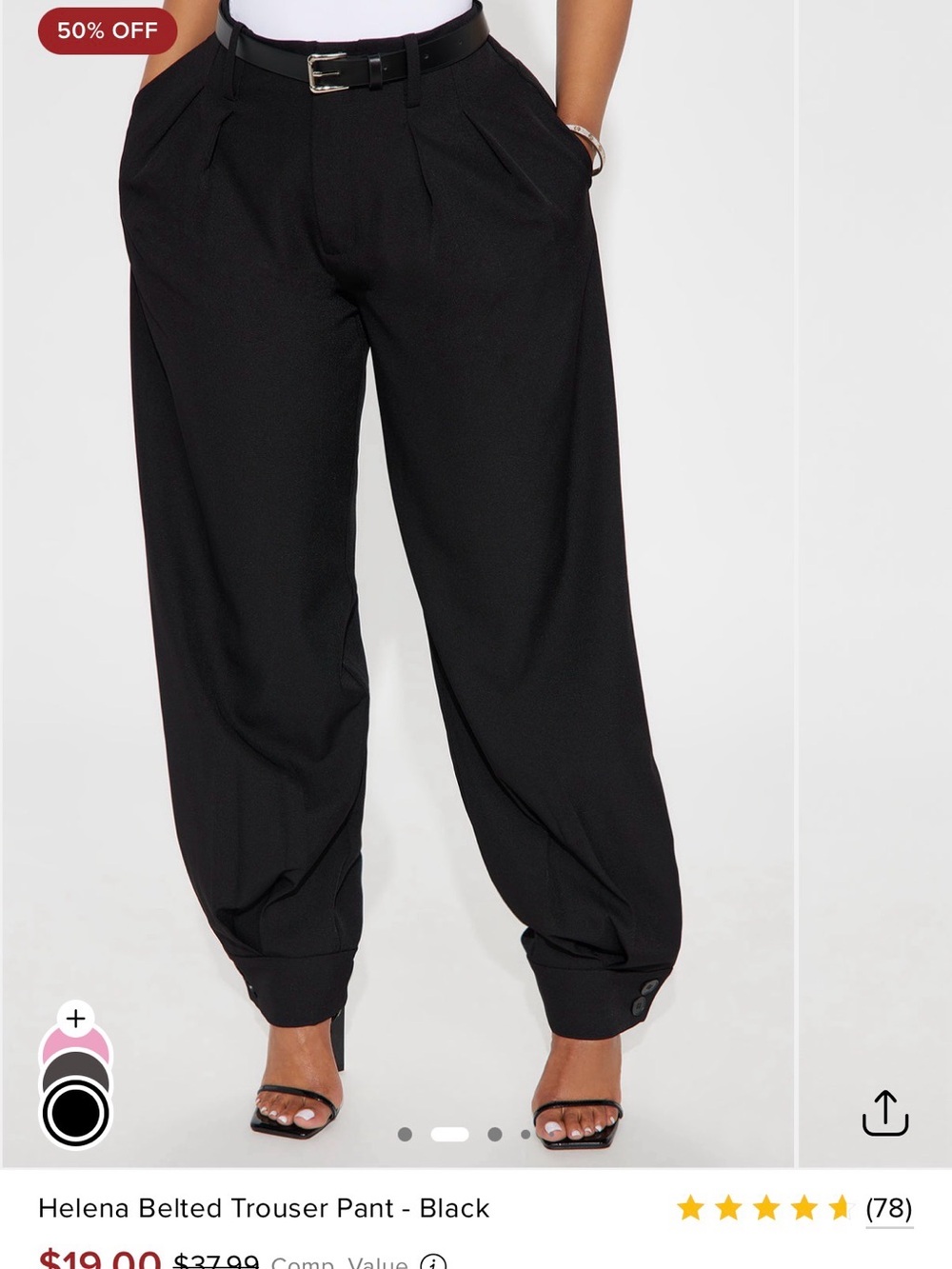 Belted Trouser Pant - Black